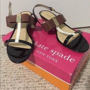Kate Spade Black Brown Wedge Sandals *New*